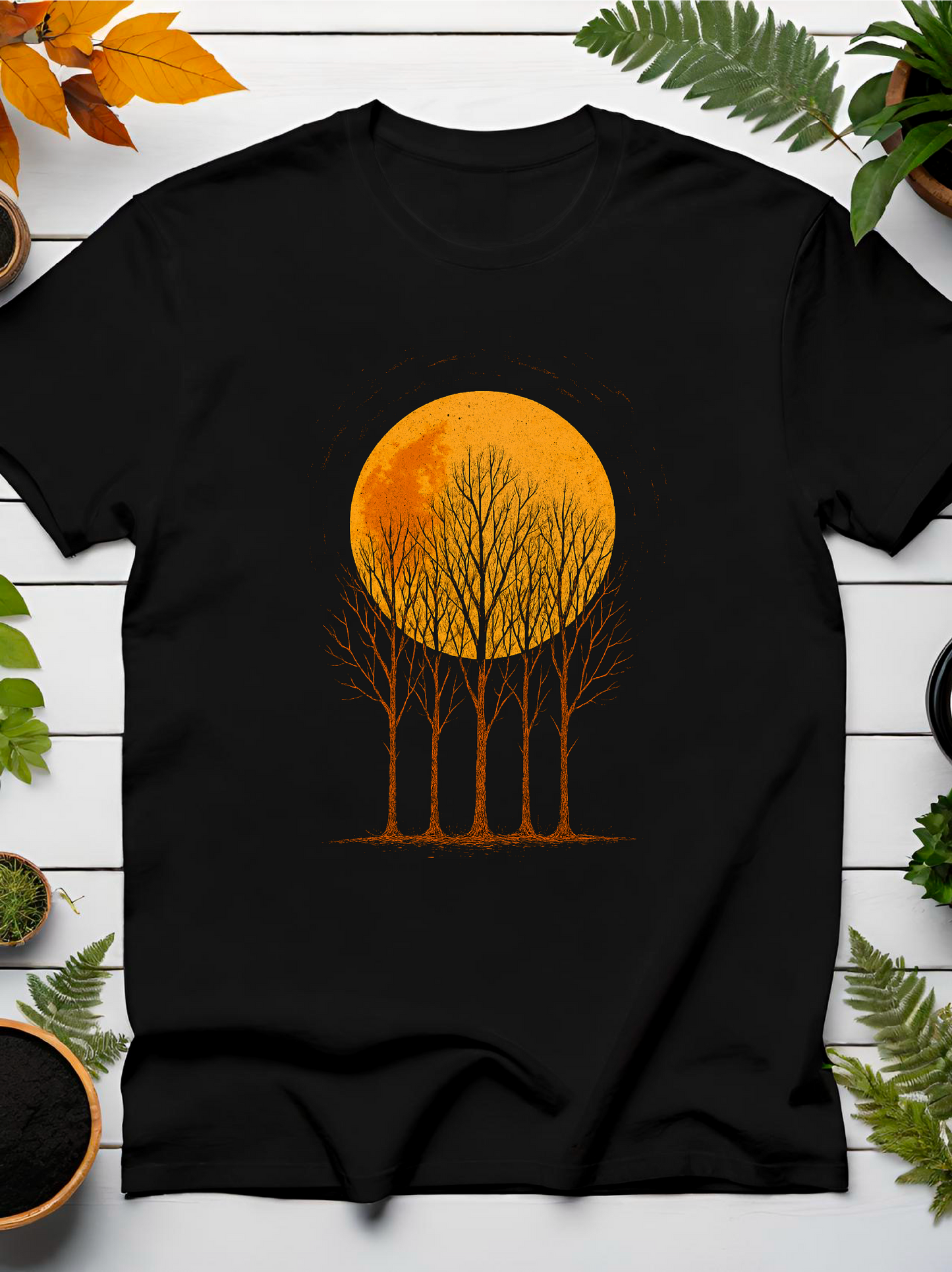 Orange Moon And Trees T-Shirt