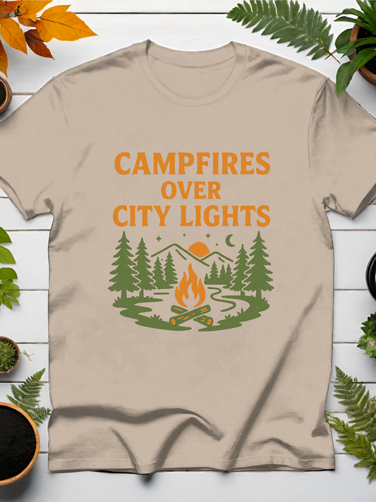 Campfires Over City Lights T-Shirt