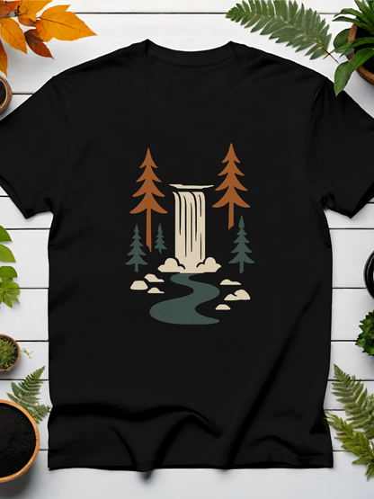 Waterfall And Pines T-Shirt
