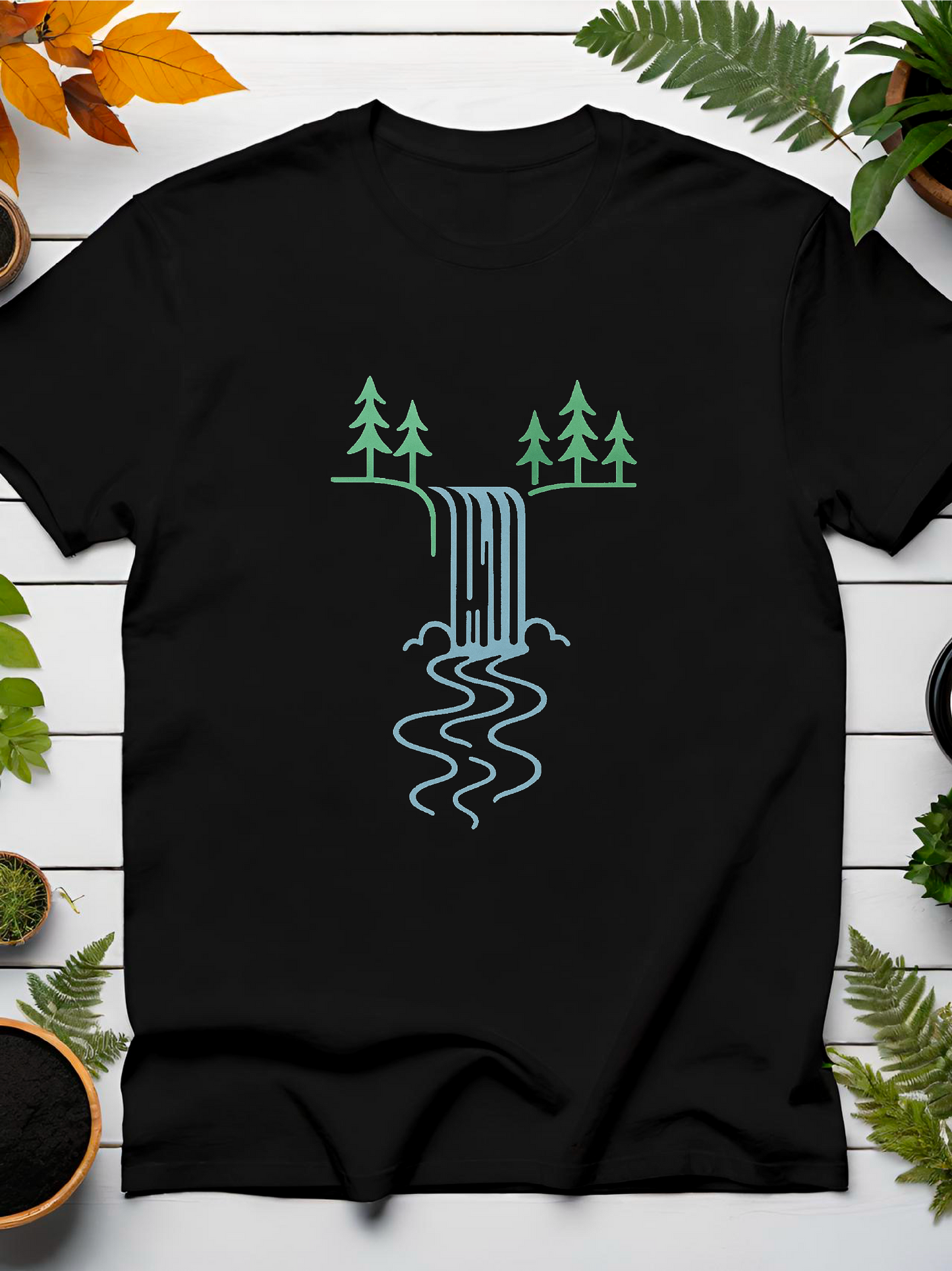 Waterfall Lineart T-Shirt